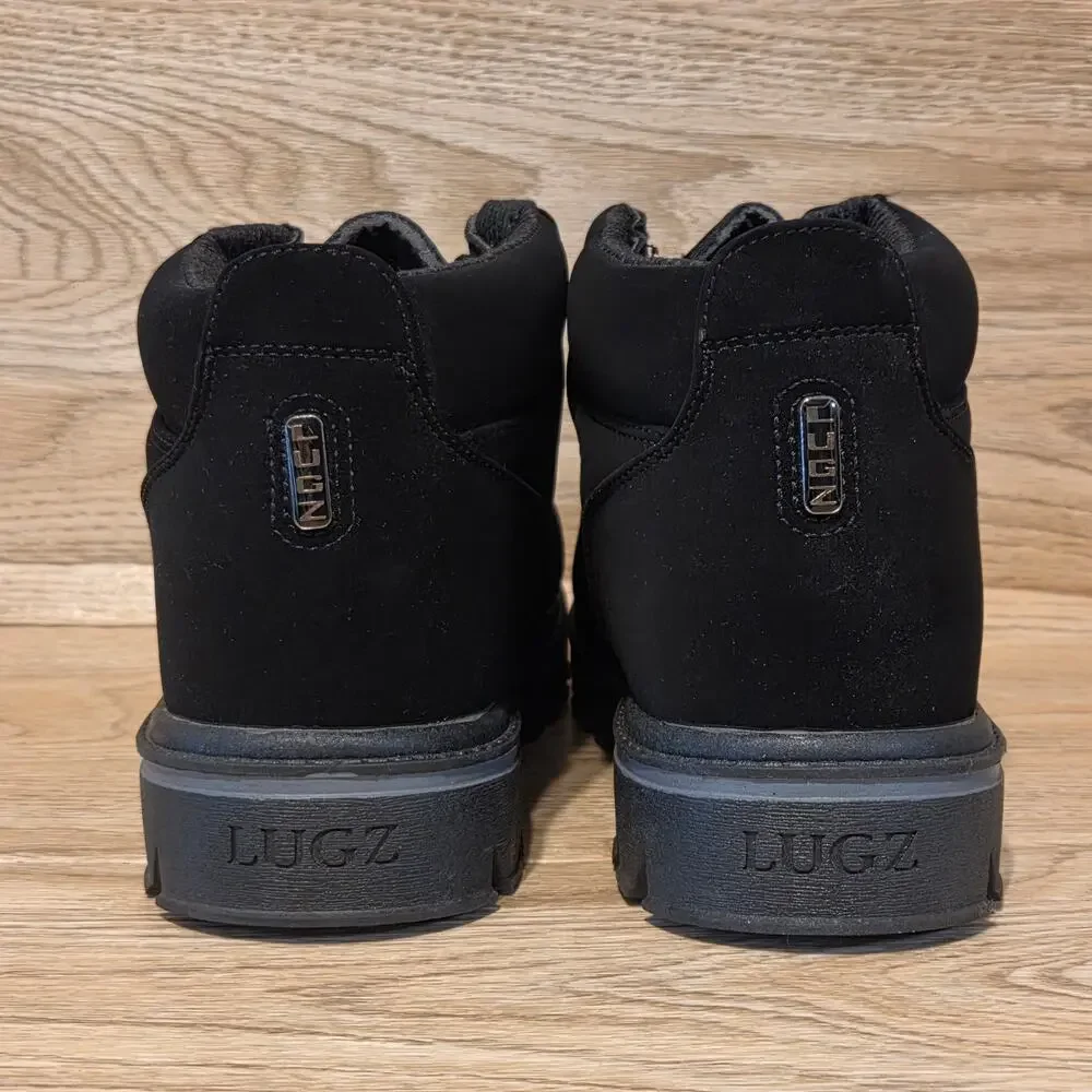 Lugz Fringe Chukka Boots Black Faux Nubuck Mens Size 12 Ankle Boot Lug Sole